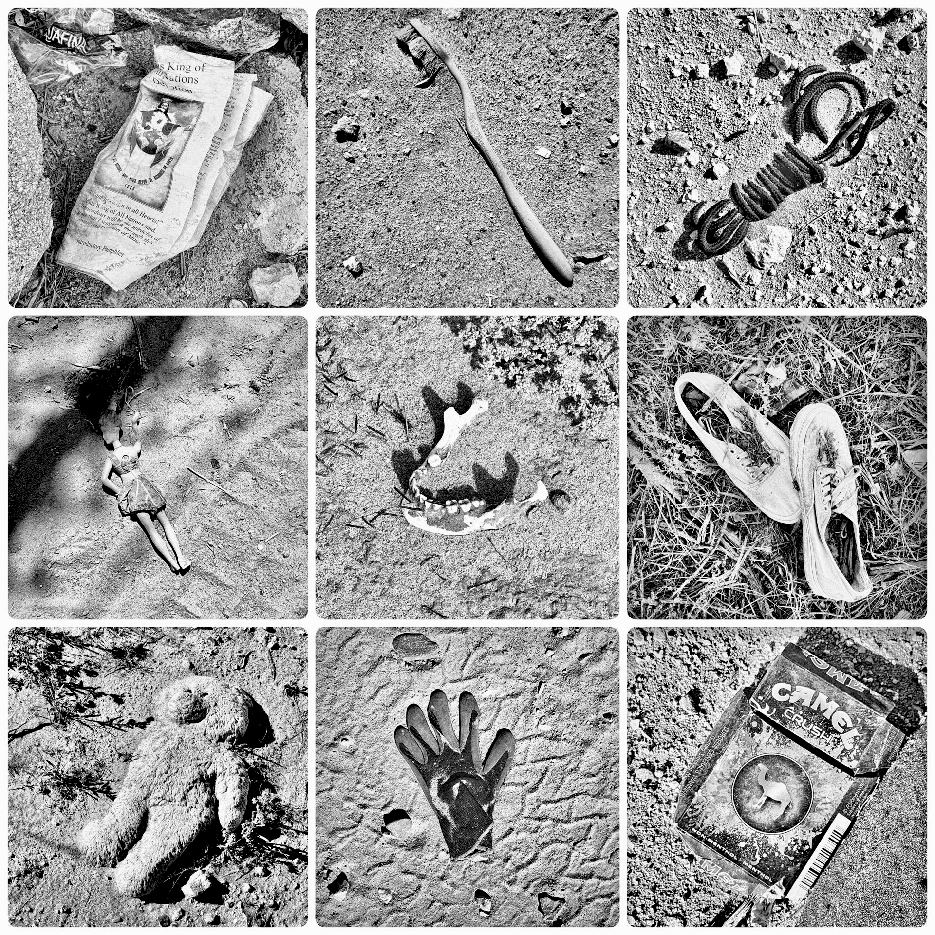 Things Left Behind at the Border Wall Collage, Santa Teresa, NM 2025